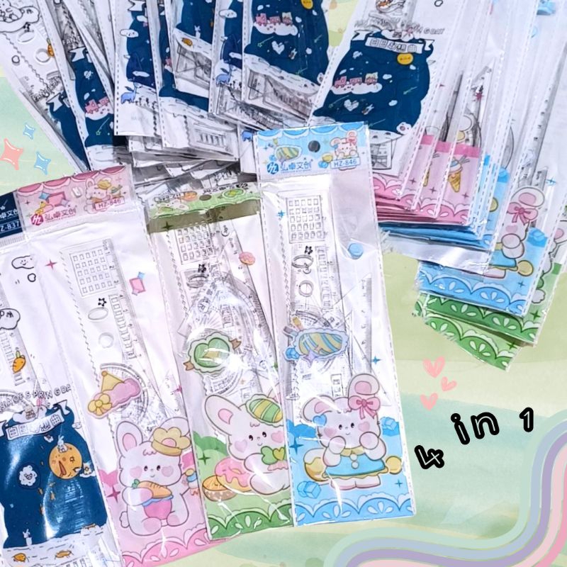

Penggaris Lucu 4in1 Busur Penggaris Segitiga Gemas Cute