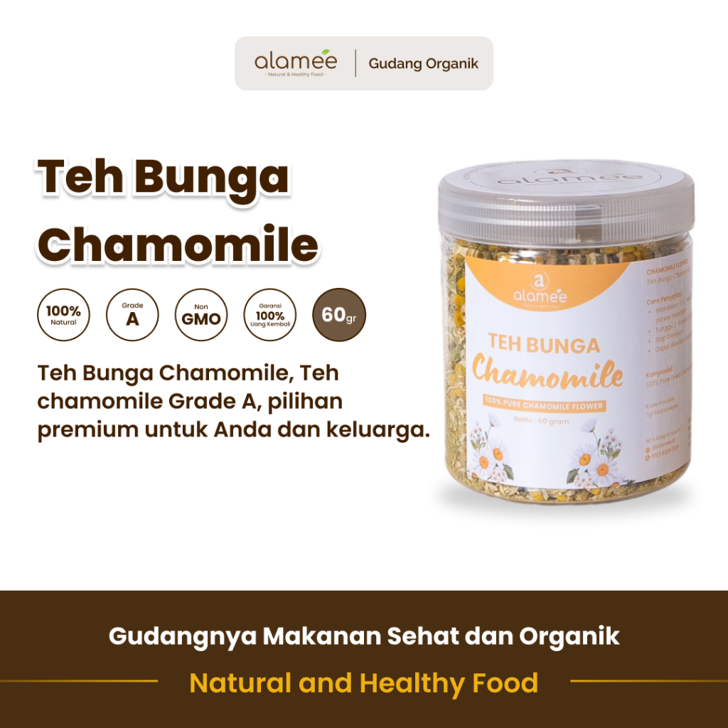 

alamee toples teh bunga chamomile menyediakan aroma lembut dan bunga alami menenangkan kualitas baik