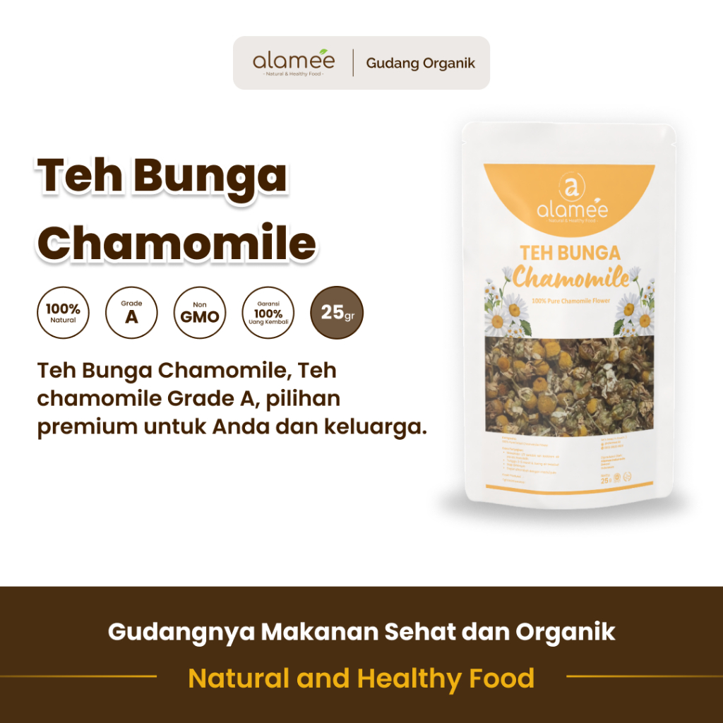 

alamee teh bunga chamomile 25 gram teh bunga chamomile dengan aroma lembut dan bunga segar alami