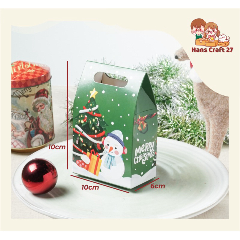 

Box Hampers Tema Natal || Mini Handle Box Tema Natal || Packaging Kue Natal (TN 1)