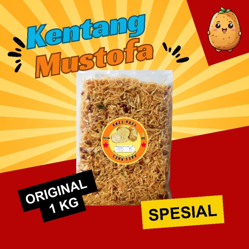 

Kres-Kres Kentang Mustofa Original, Oiginal Kacang, Pedas, Pedas Kacang, Teri Medan 1 Kg