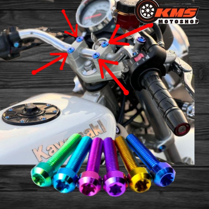 baut titanium laser stang tutup kaleman stang ninja r ss satu set 4 biji PNP RX king cb Vixion yunip