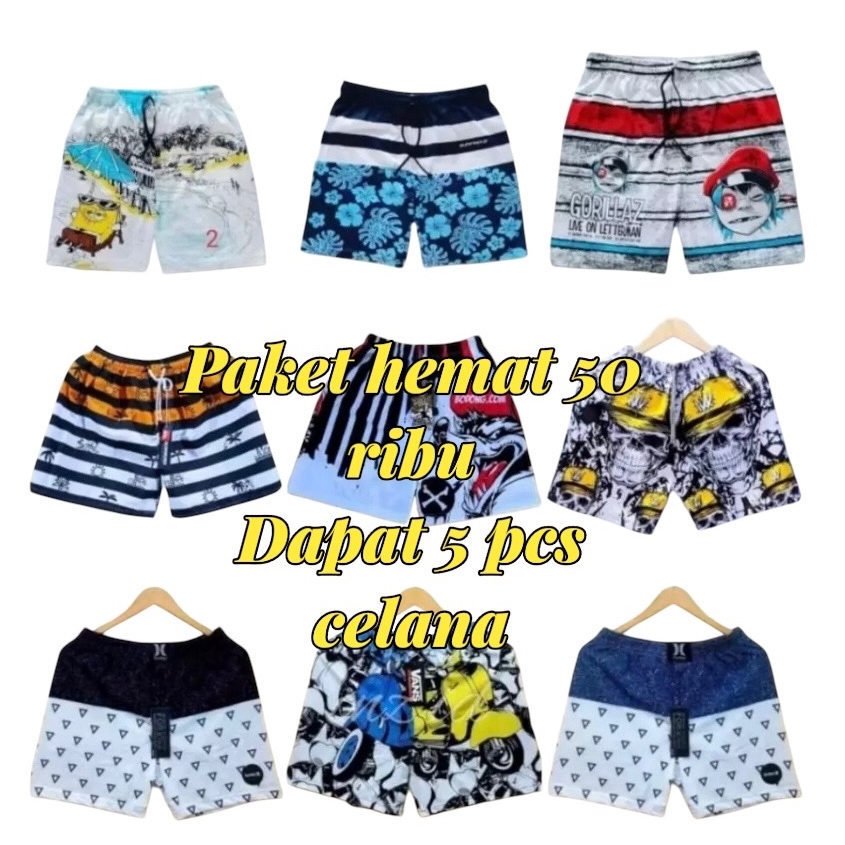 COD TURUN HARGA 5 PCS DAPAT 50 RIBU CELANA PENDEK BOXER MOTIF PRIA DAN WANITA