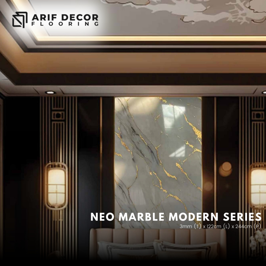 Neo Marble Modern Series dekorasi dinding PVC Marmer / UV Marble