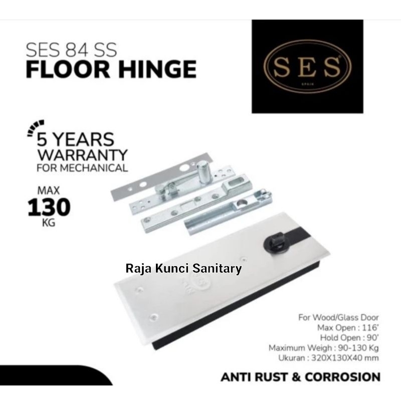 Floor Hinge/SES/BTS 84 SS/Floor Spring/Engsel Tanam/Engsel Pintu Kaca/Engsel Lantai SES Spain