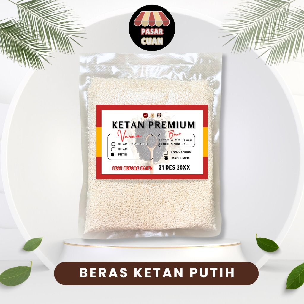 

Beras Ketan Putih Vakum Super Premium - White Glutinous Rice Bubur