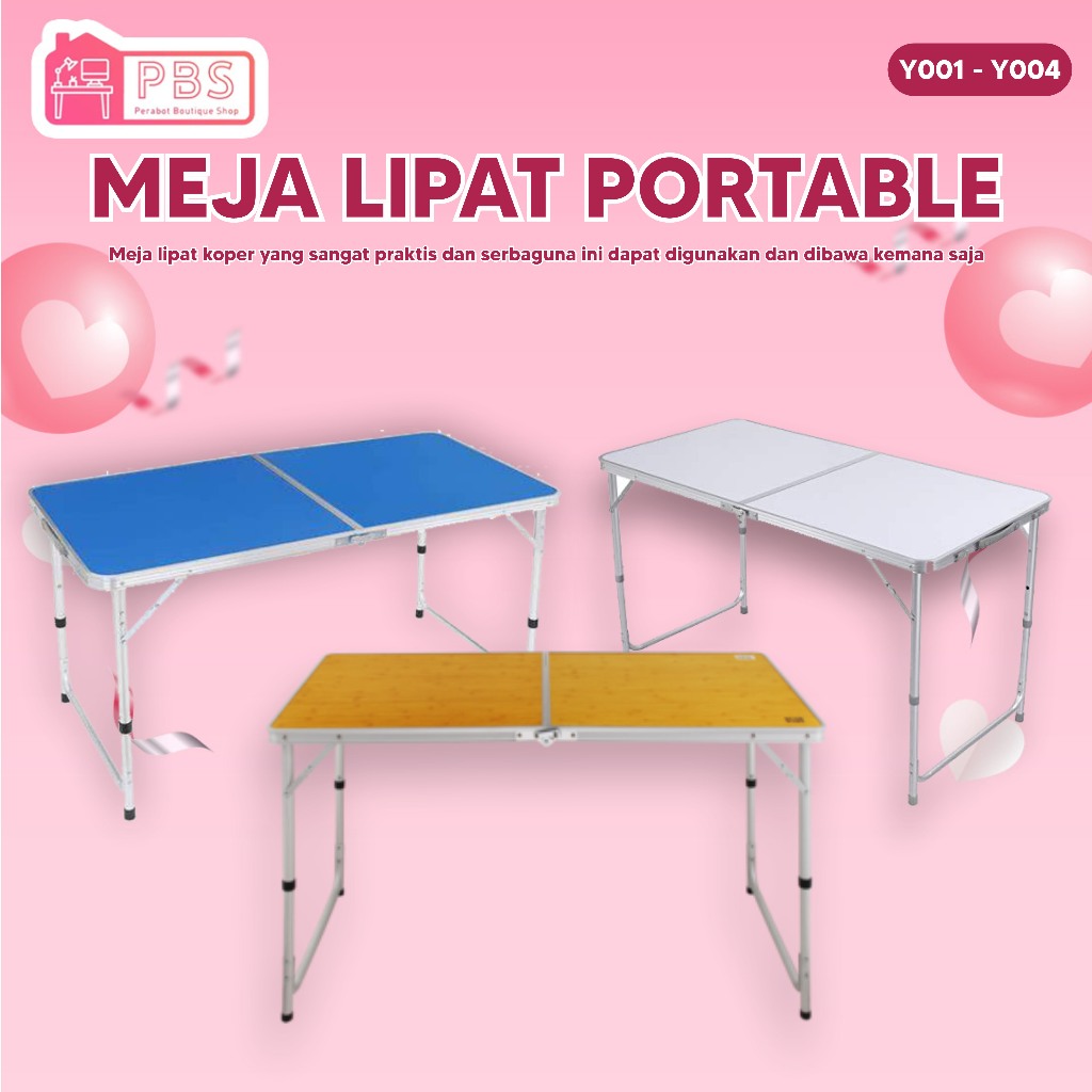 PERABOT Lipat Koper Hpl Meja Kaki Bulat Meja Serbaguna Meja Lipat Portable