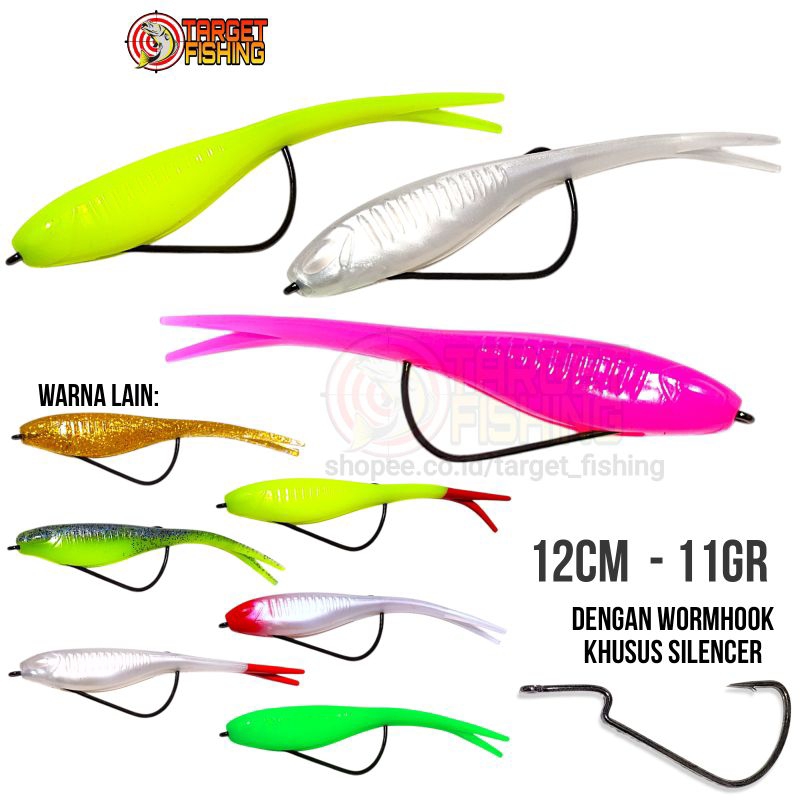 Soft Lure BABY SILENCER 12CM + Kail Ozmy 5/0 4X Strong Umpan Casting Toman Gabus Kerandang
