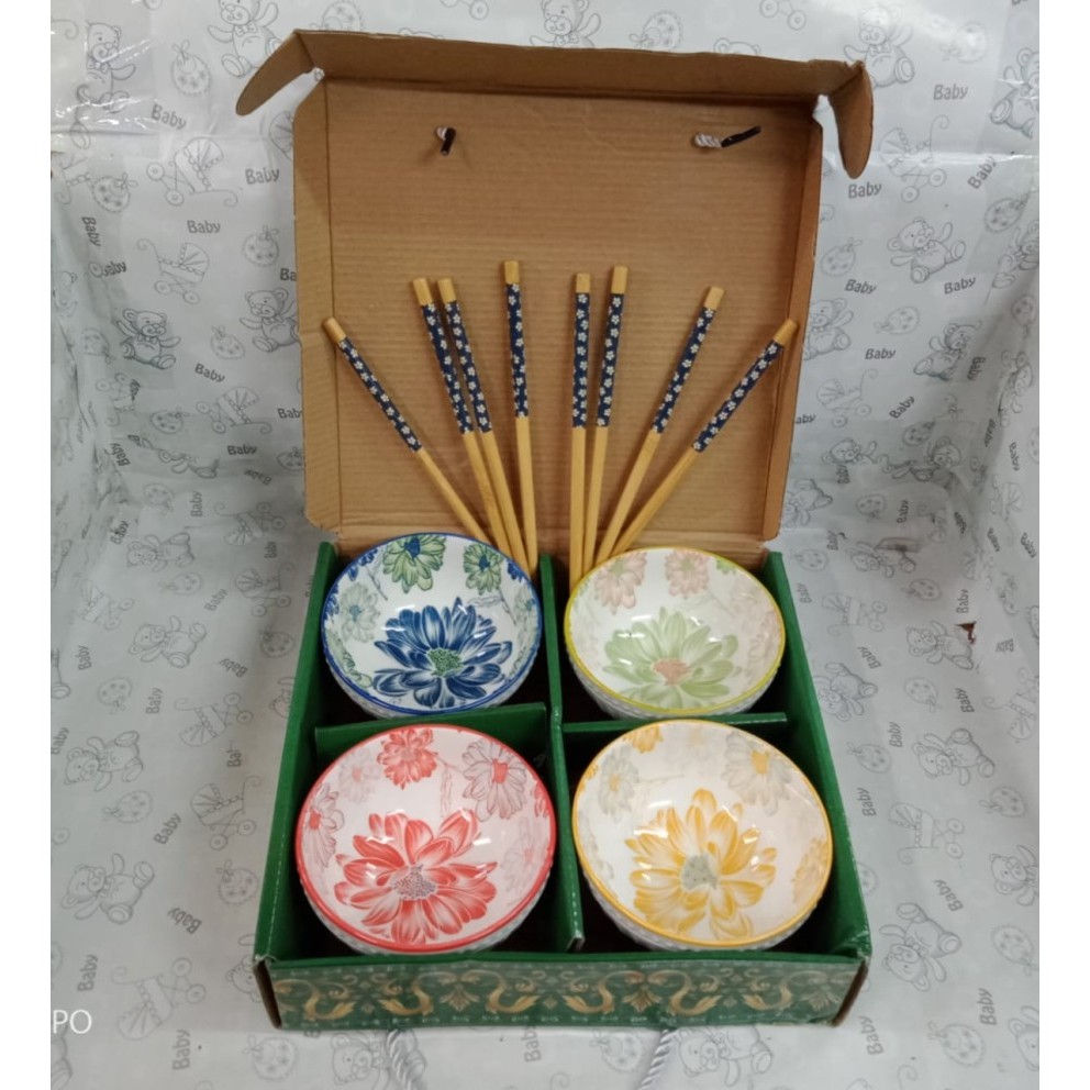 

HAMPERS Mangkok Jepang Keramik Set / Wedding Hampers isi 4 pcs + Sumpit