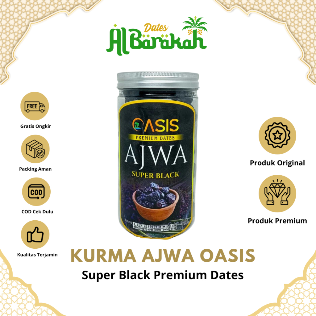 

Kurma Ajwa Madinah Oasis Super Black Premium Dates Original Manis dan Lembut