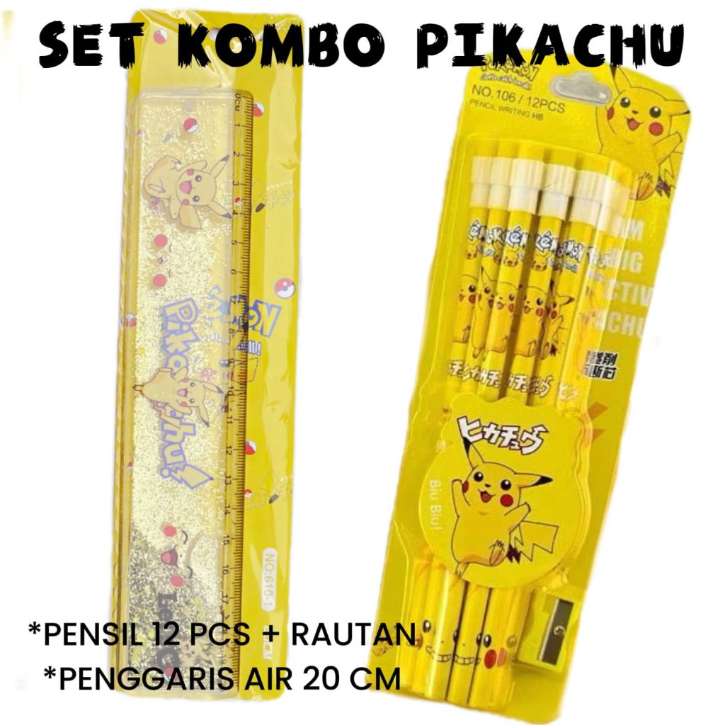 

CTK031 Paket KOMBO Penggaris Air PIKACHU + Pensil Isi 12 PCS PIKACHU untuk Anak Cowok Lucu/ Alat