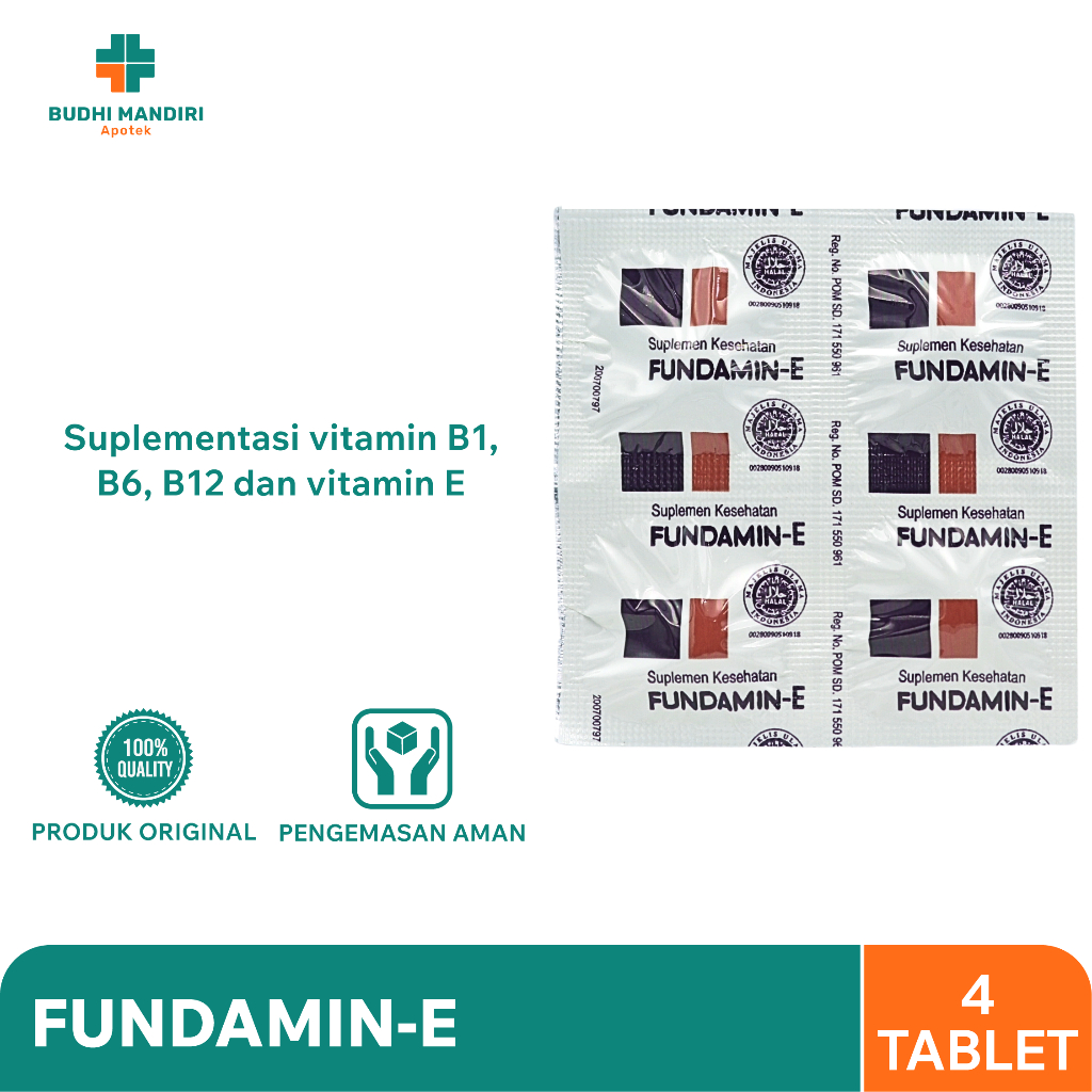 Fundamin-E (1 Strip) - Suplementasi Vitamin B1, B6, B12 dan E