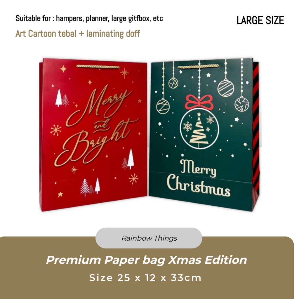

Paperbag Besar Natal Fancy Premium / Christmas Paper Bag uk P25 x L12 x T33cm