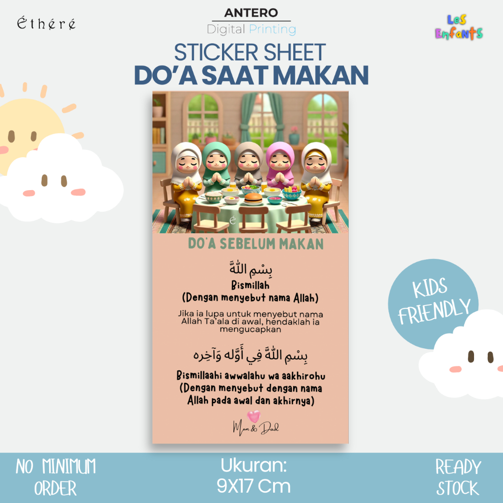 

STIKER DOA MAKAN | STIKER PETUNJUK DOA MAKAN | STIKER VINYL TAHAN AIR | ETHERE KIDS