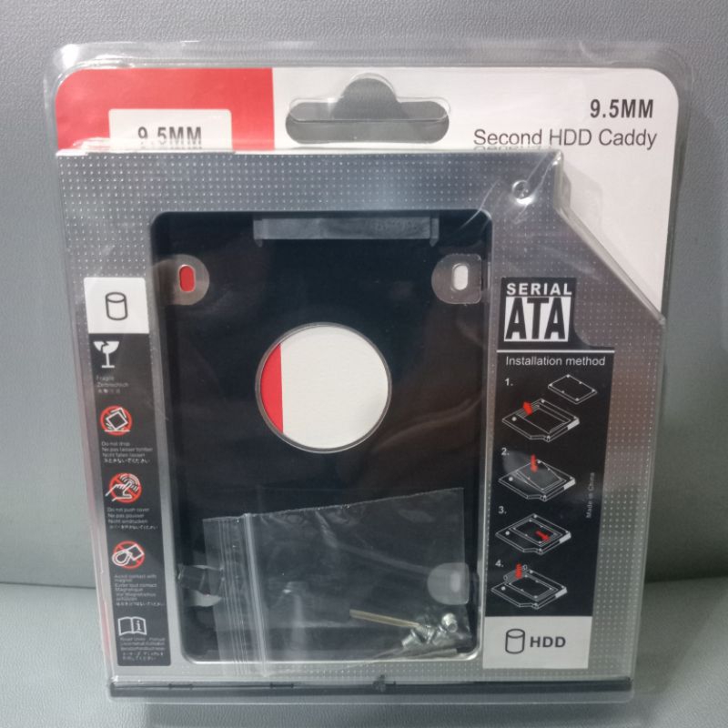 HDD SSD Caddy 9 - 9.5 mm Sata Second HDD Caddy Slim Tipis Pengganti Dvdrw Laptop