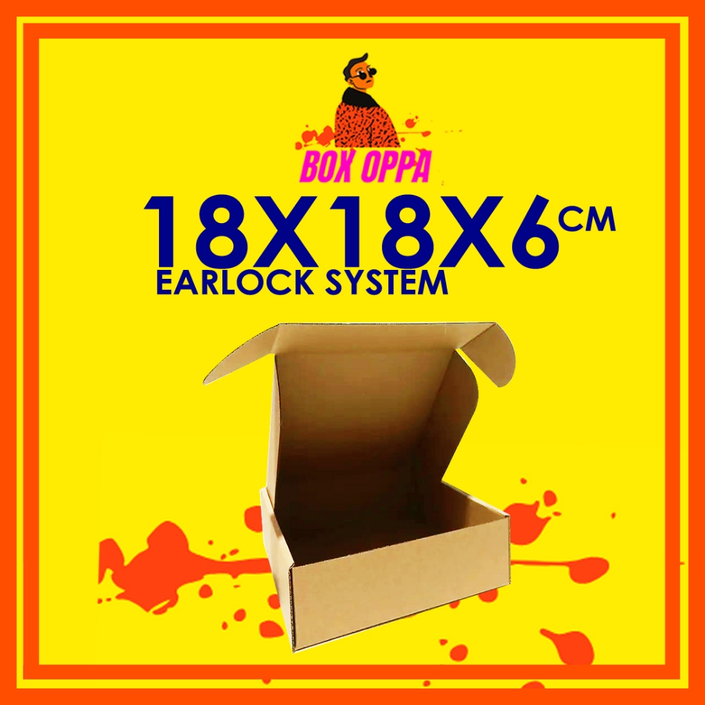 

Kardus EARLOCK uk 18x18x6 cm (ECER) Die Cut Box Kotak Packing Aksesoris Baju Makanan Pizza 1PCS