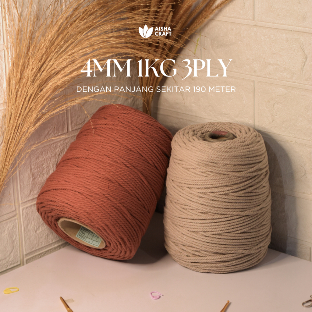 Tali Katun Macrame 4MM 1KG 3PLY Murah Berkualitas