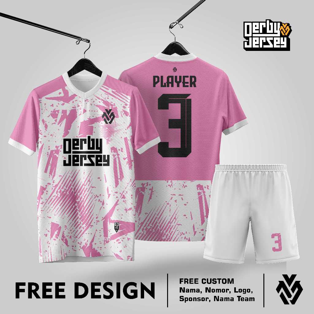 JERSEY PINK JERSEY BAJU FUTSAL SEPAK BOLA PRINTING JERSEY FUTSAL CUSTOM