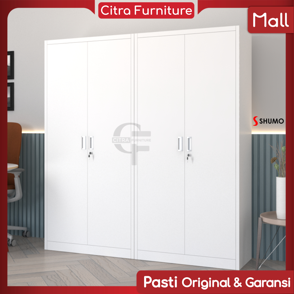 Citra Furniture SHUMO Lemari Arsip Besi 4 Pintu Swing Besi White Miami Series