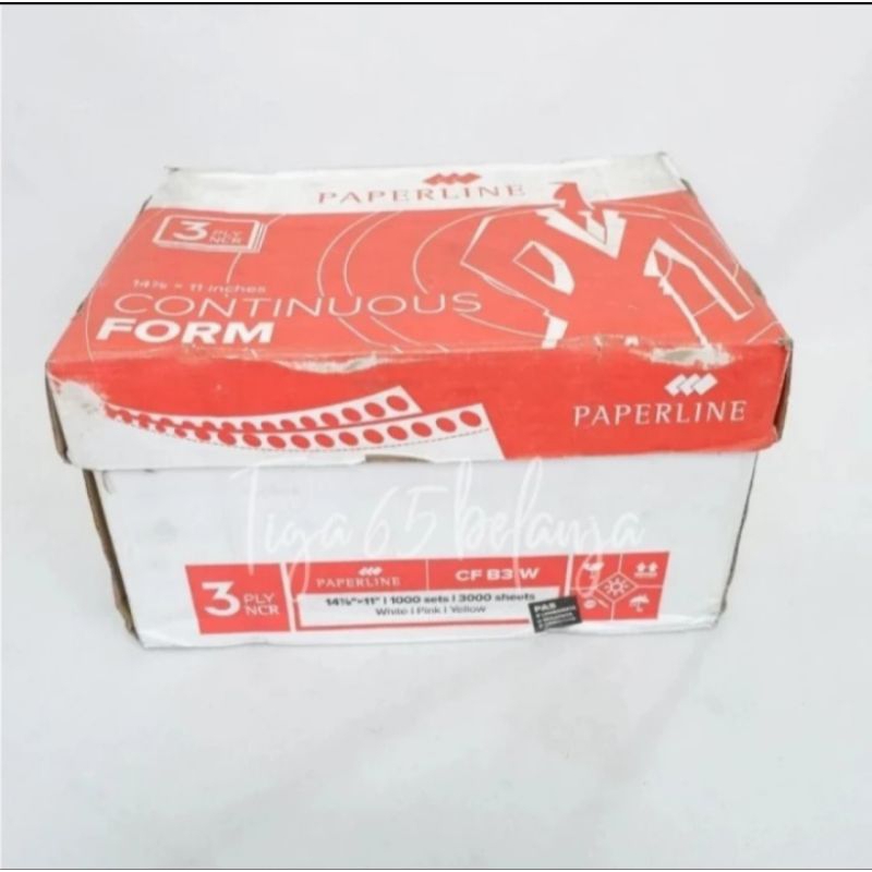 

Paperline Continous Form B3 W 14 7/8 × 11 inches / Kertas Komputer 3 Ply - Box isi 1000 Sets.