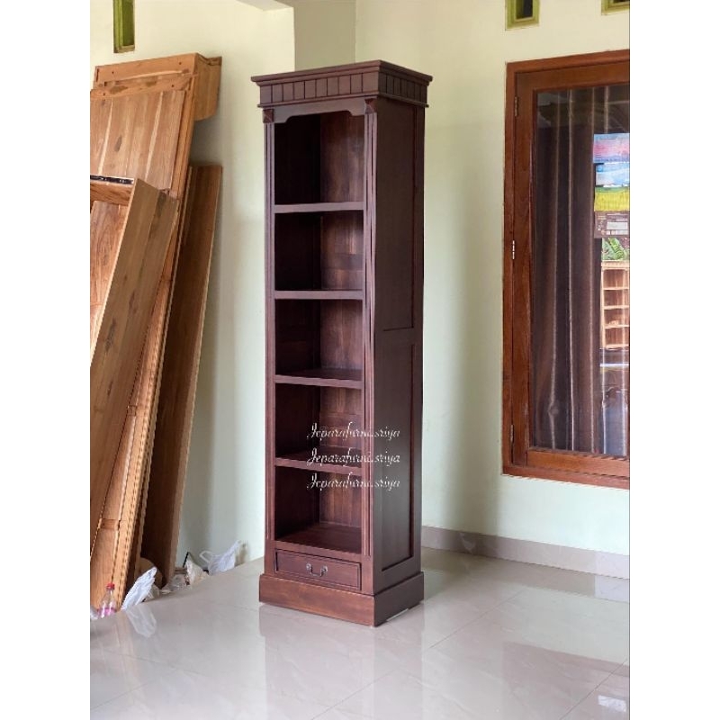 Lemari Buku Jati Jepara I Rak Buku Jati