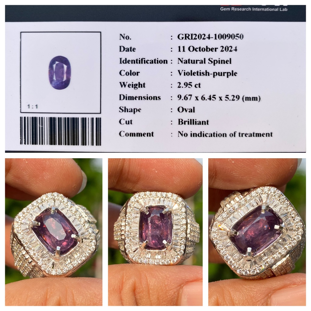 Natural 2.95ct violetish purple spinel micro memo gri