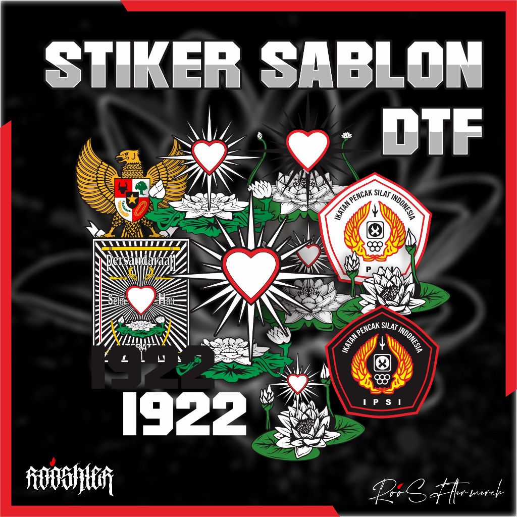 STIKER PSHT SABLON SETRIKA / PATCH DTF PSHT 1922 BED LAMBANG PSHT / TSHIRT TERATE / KAOS PSHT TERBAR