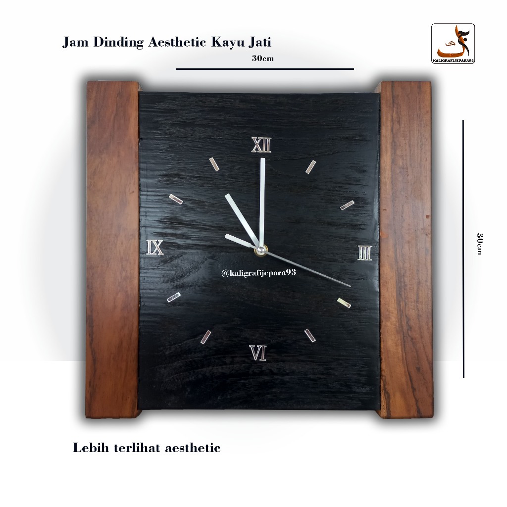 Jam Dinding Aesthetic Kayu Jati, Jam Dinding Unik Minimalis Rustic, Jam Dinding Estetik Mewah Handma