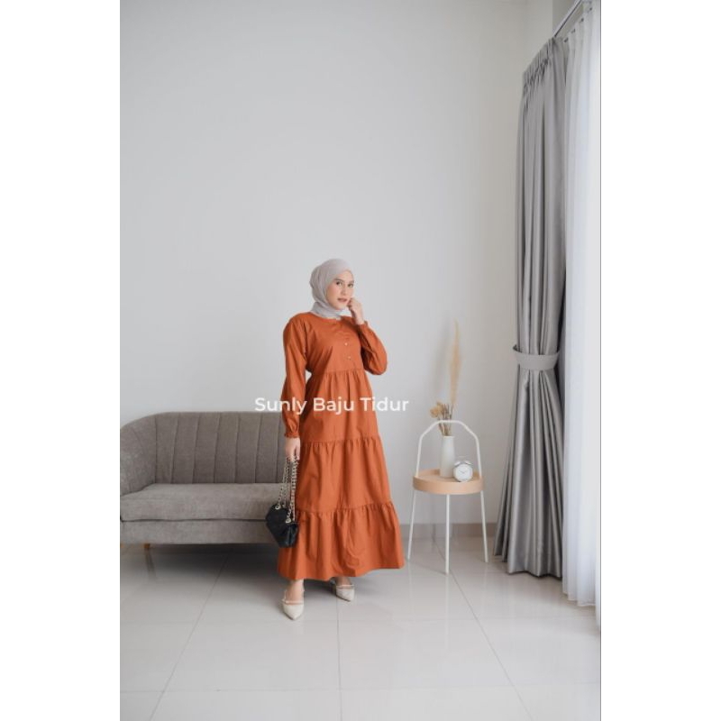 Gamis Sunly Susun Lengan Panjang uk 18-24
