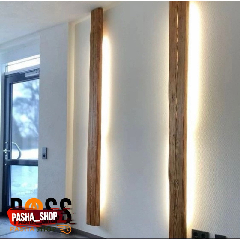 Lampu dinding kayu backlit 200 X 12 X 1,8cm