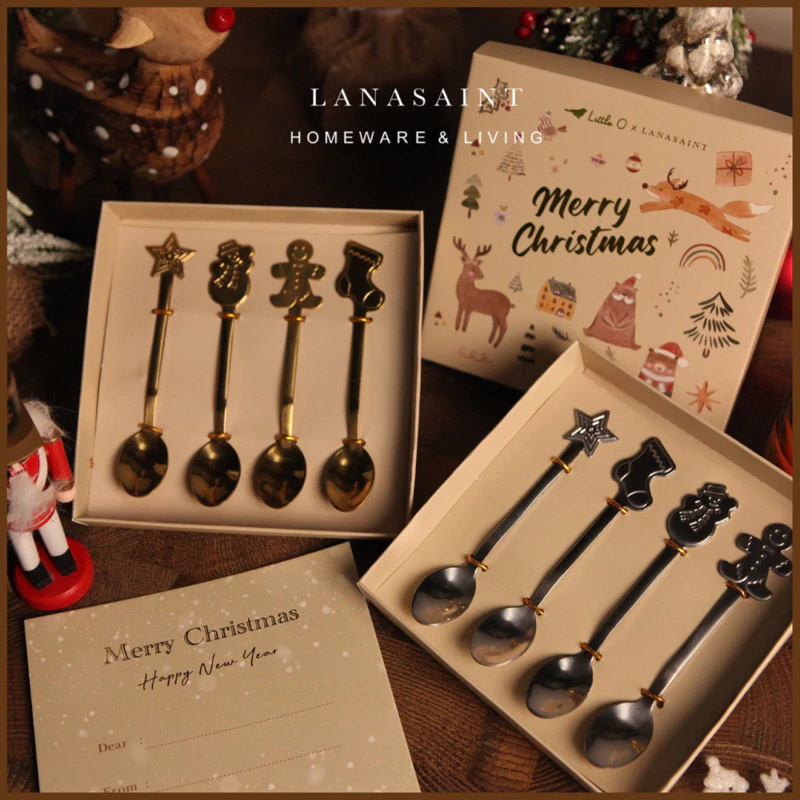 Hampers Natal Sendok Garpu Teh Set Premium / Christmas Gift Box Coffee Tea Spoon Set / Kado Natal