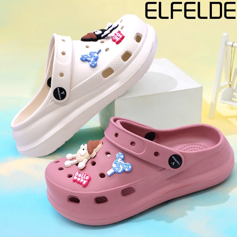 ELFELDE Sandal Baim Wanita Tinggi Sandal Wanita Kekinian Sandal Jelly Baim Sepatu Sandal Fuji Wanita