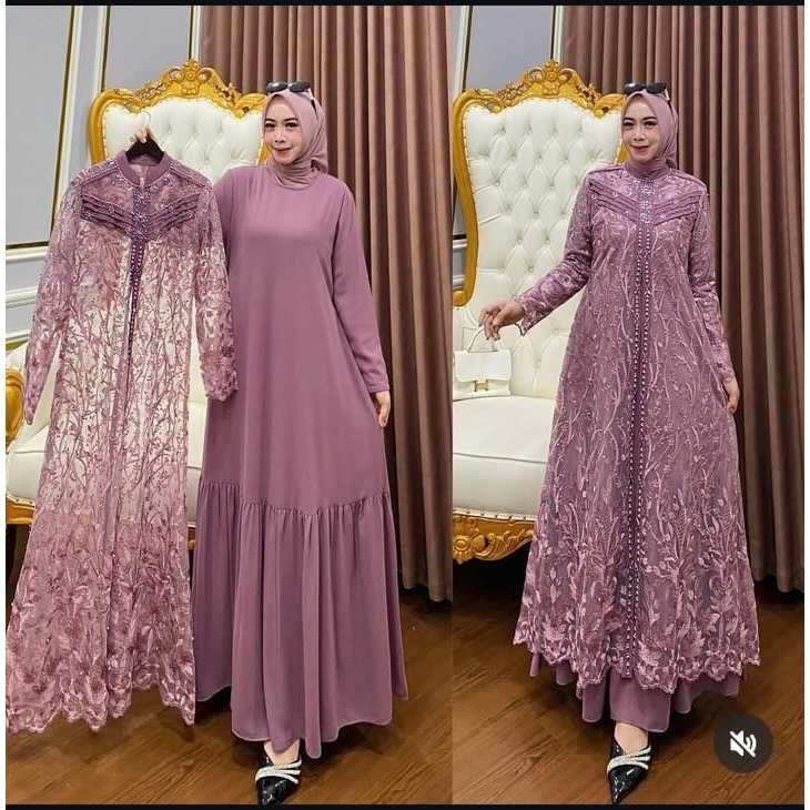 JAY COD Inara Dress Vol 2 Set Outer Jumbo M L XL XXL 3XL 4XL LD 100-140cm // Gamis Brukat Wanita