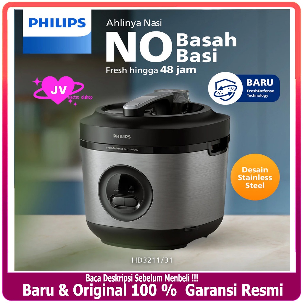 PHILIPS HD3211-31 / HD-3211 RICE COOKER 1.8 L SILVER STAINLESS STEEL / MAGIC COM PHILIPS HD-3211/31