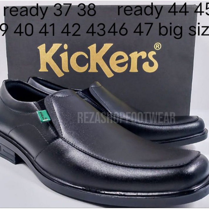 SEPATU KICKERS PANTOFEL STEVEN KULIT WARNA HITAM PILIHAN KERJA KANTOR PRIA READY BIG SIZE UKURAN BES