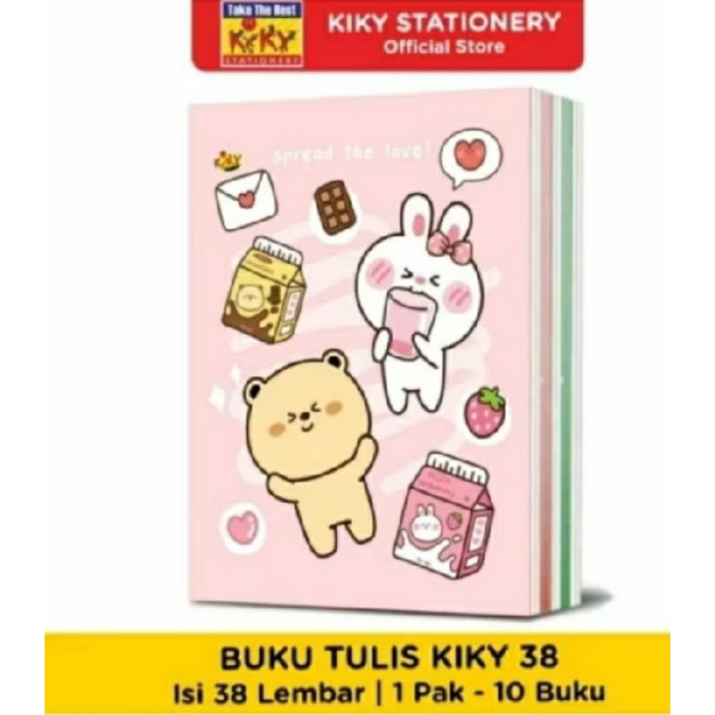 

(BONUS PENA) Buku Tulis KIKY 38 Lembar isi 10 buku / 1 pak