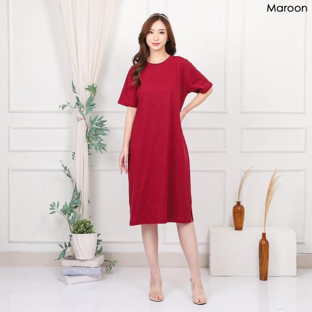Midi Dress Casual Korean Style / Dress Harian / Dress Wanita Kekinian / Dress Wanita Korean Style