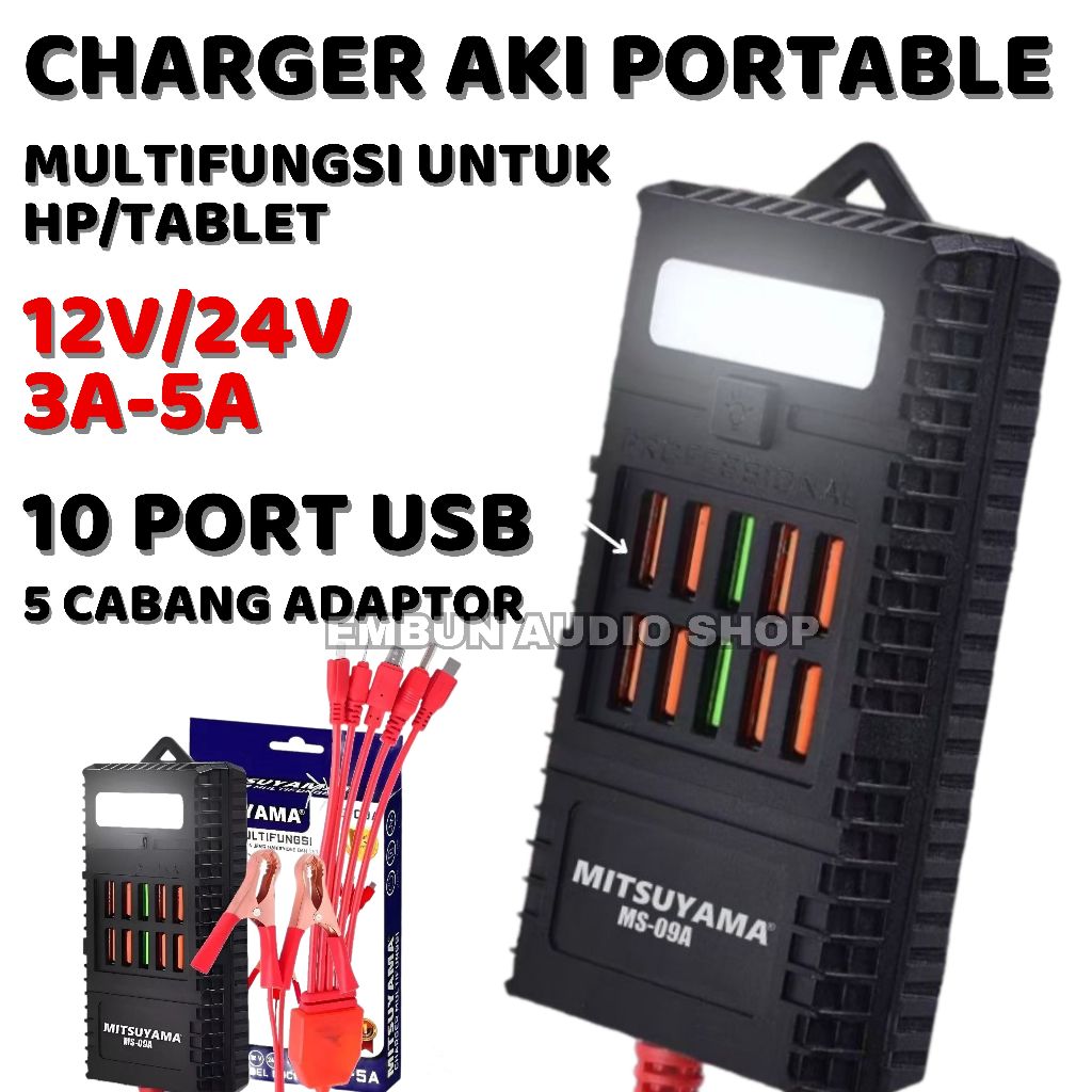 Charger HP Dari Arus Aki Casan HP Dari Aki Motor / Mobil Kabel Jack Buaya 50cm ( bisa aki 12v & 24v 