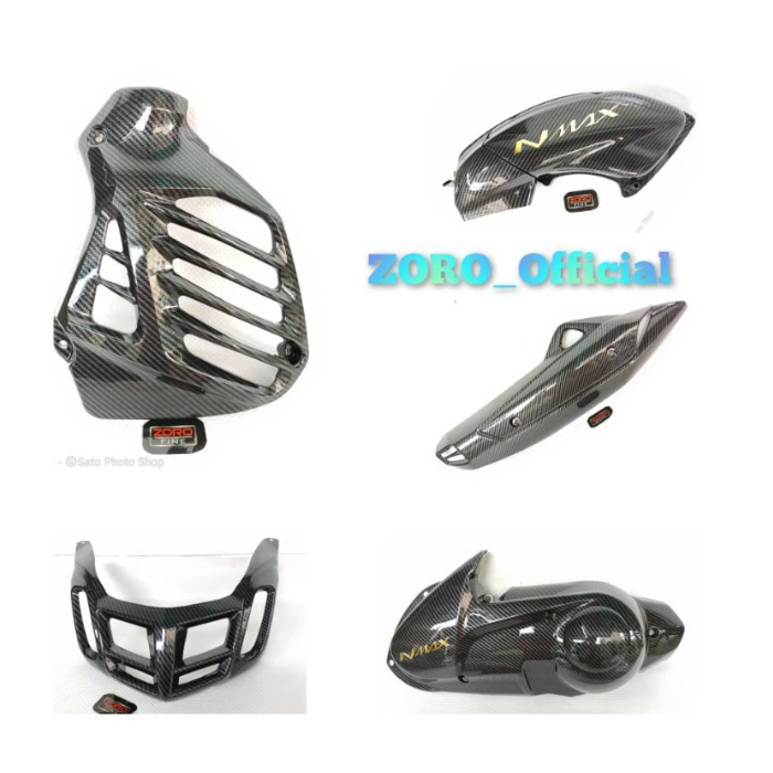 Speedometer, Stang, Bodi Samping, Sein, dan Lainnya - Paket Full Set Body Nmax Cover Carbon ZORO