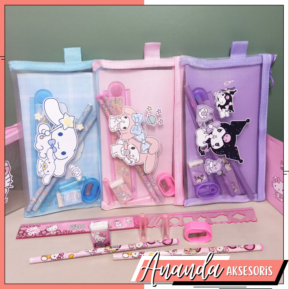 

Alat Tulis Set 6 in 1 Karakter Kuromi Murah Lucu Pouch Set Stationery Hadiah Anak Sanrio