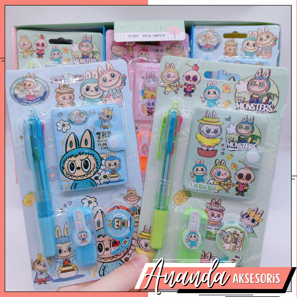 

Alat Tulis Set Labubu Stationery Set Lucu Karakter Set Perlengkapan Alat Tulis Sekolah Anak-Anak