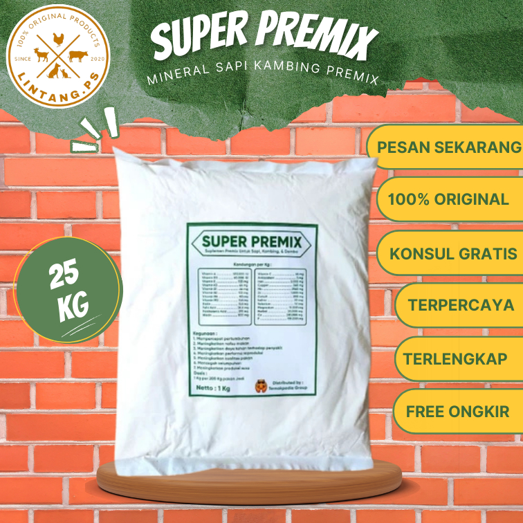 Super Prenix 25 Kg - Premix Kambing - Premix Sapi - Mineral Kambing - Mineral Domba - Mineral Sapi -