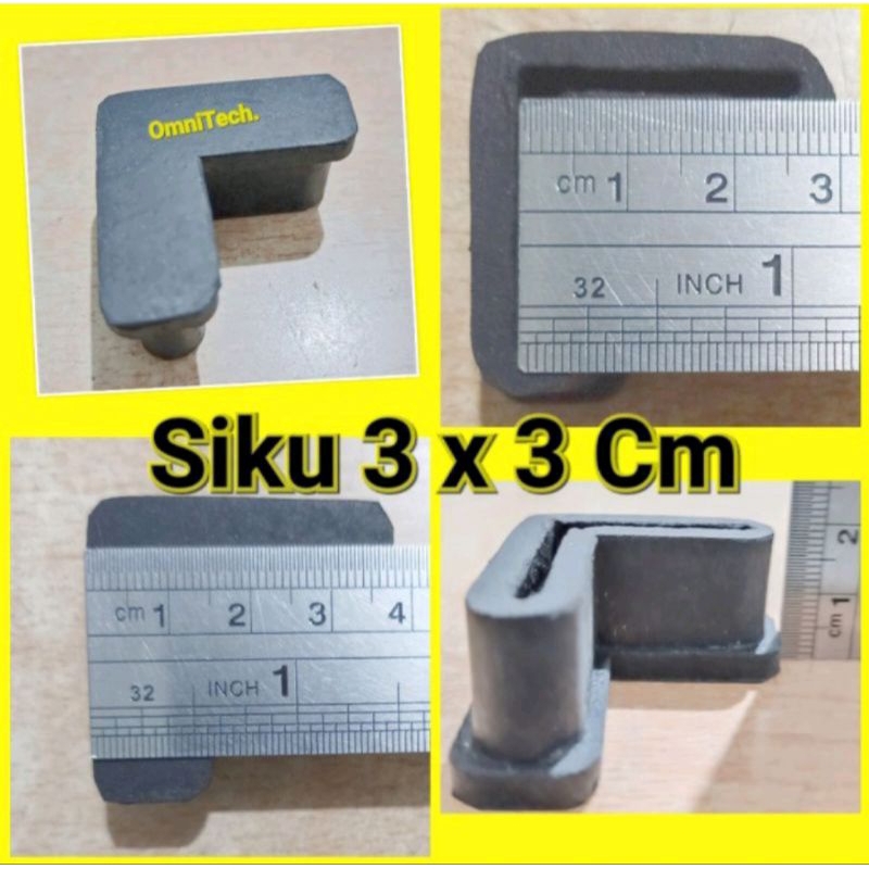 Karet Siku 3x3 cm 30x30 mm Pengaman Alas Kaki Rak Besi Siku Lubang 3 x 3 cm Hitam 30 x 30 mm