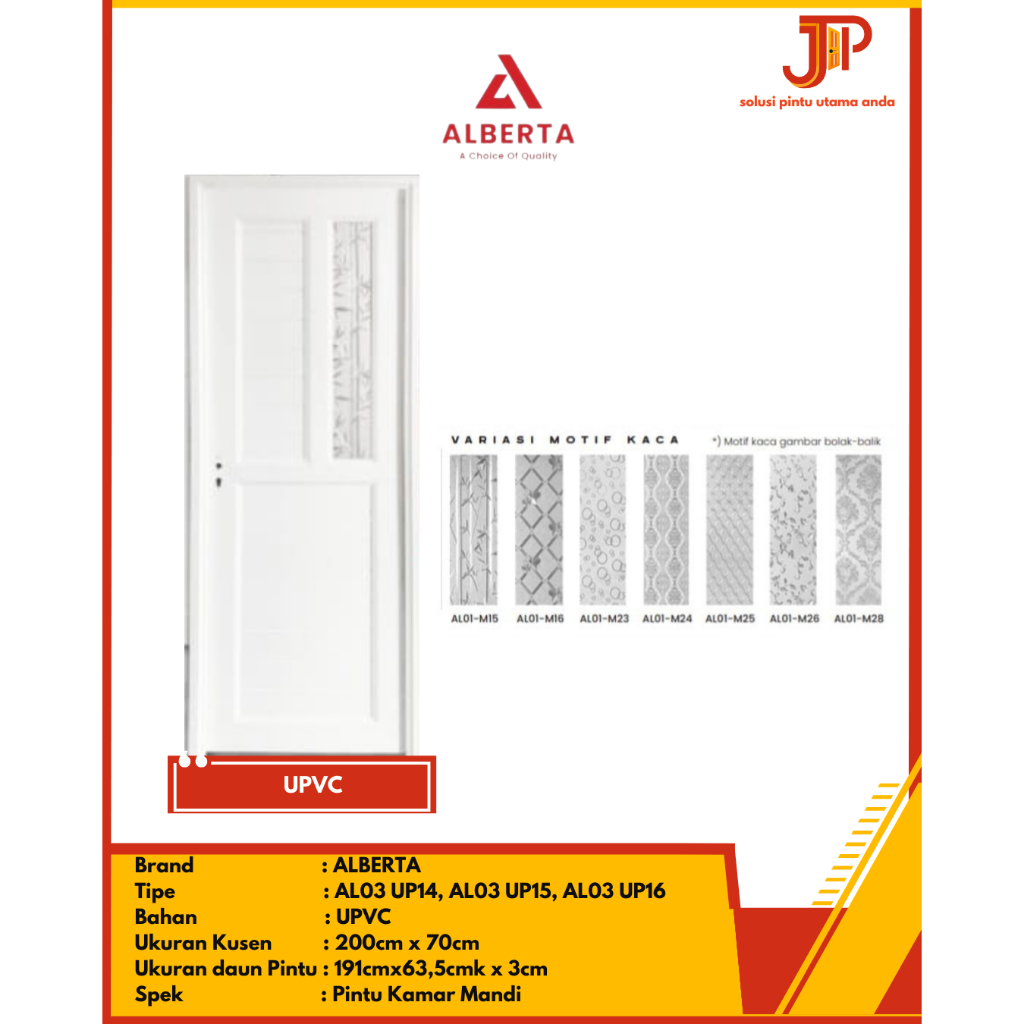Pintu ALBERTA UPVC Pintu UPVC 1/2 Kaca Minimalis