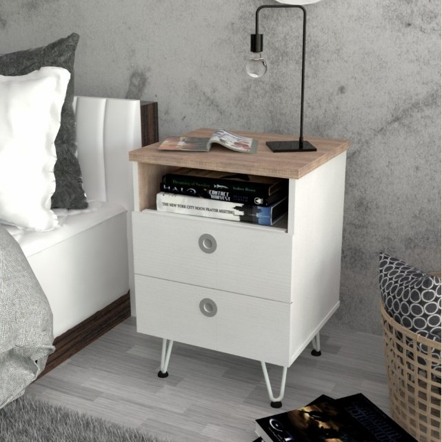 drawer laci meja lampu tidur nakas drawer 2 laci rak lampu murah