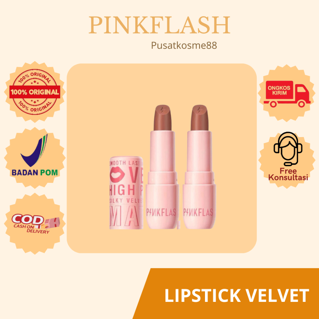 PINKFLASH Velvet Matte Lipstick Tahan lama Terasa creamy
