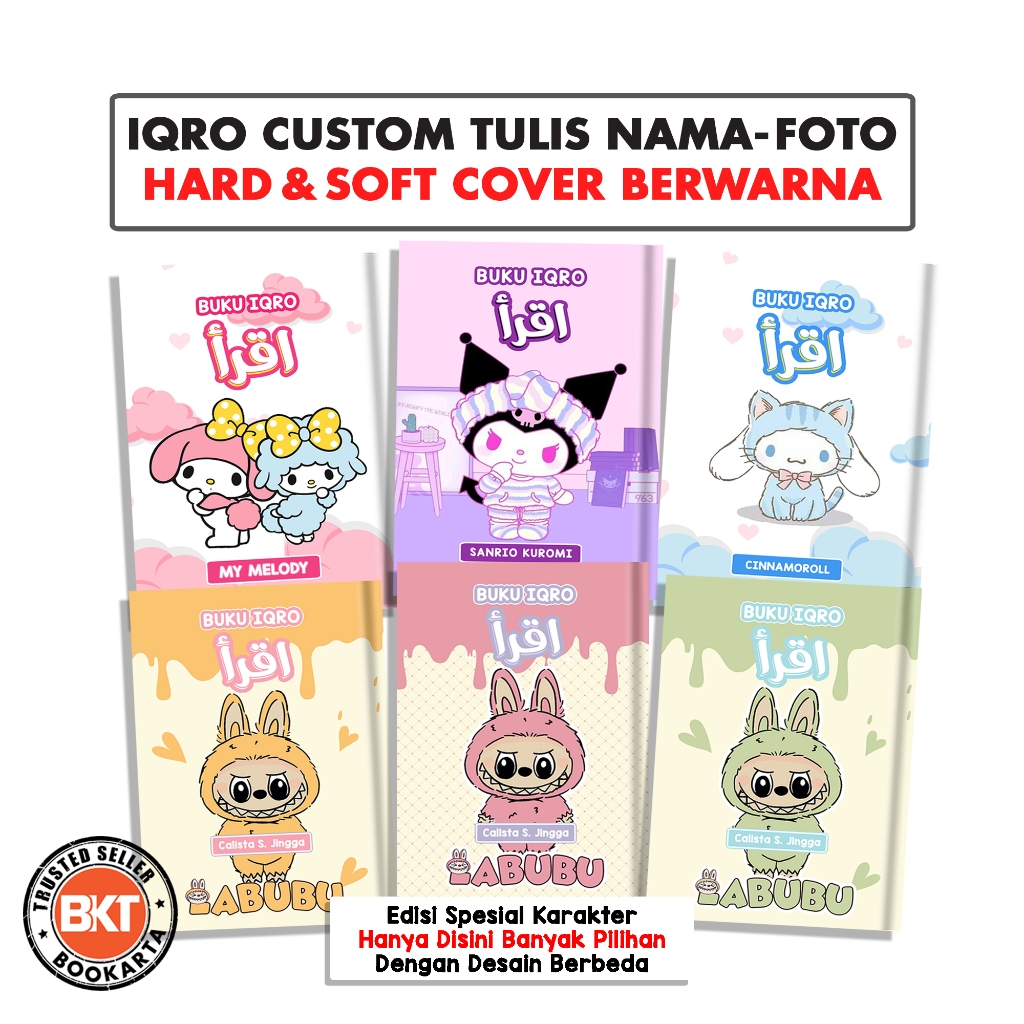 Iqro Custom Bewarna Nama & Foto Anak Iqra Custom Anak Hard Cover