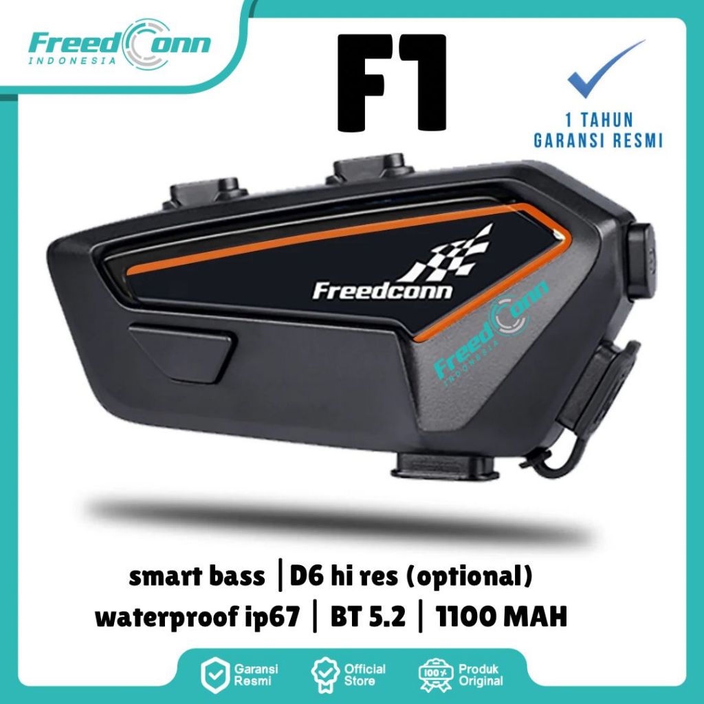 FREEDCONN F1 BLUETOOTH HELM HEADSET WIRELESS HI BASS STEREO SUBWOOFER ORIGINAL