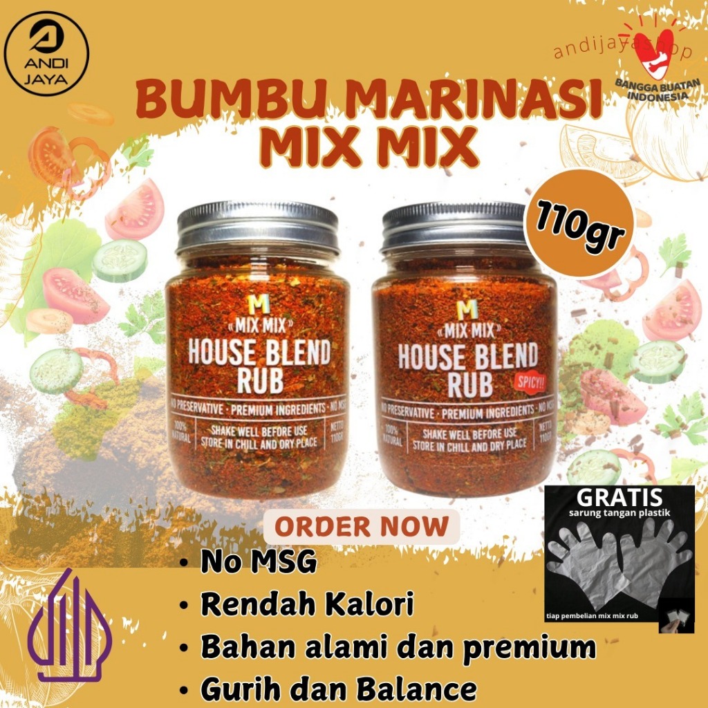 

Bumbu Marinasi Serba Guna Rendah Lemak sehat Mixmix House Blend Rub dengan 2 rasa Original & Spicy