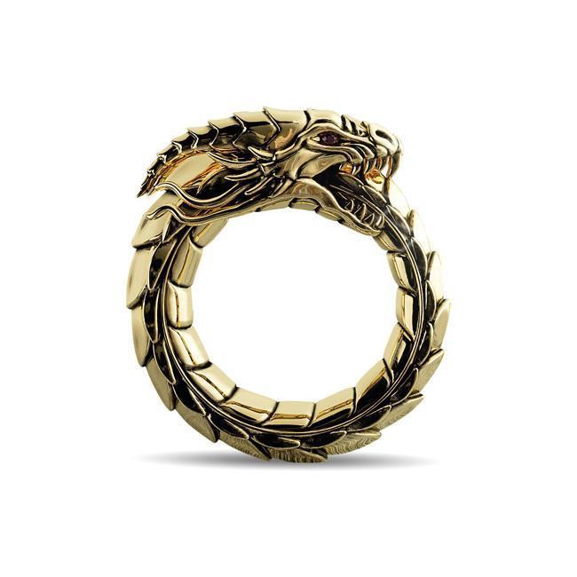 Cincin Pria Naga Gerigi / Aksesoris Cincin Naga Cowok / Mythology Dragon Nidhogg Ethnic Style Ring F
